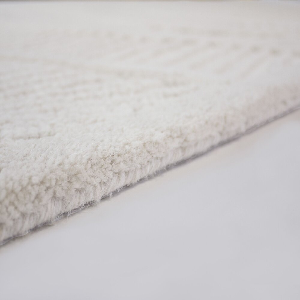 Wollen vloerkleed - Sculptured Wave Wit Wollen vloerkleed - Sculptured Wave Wit