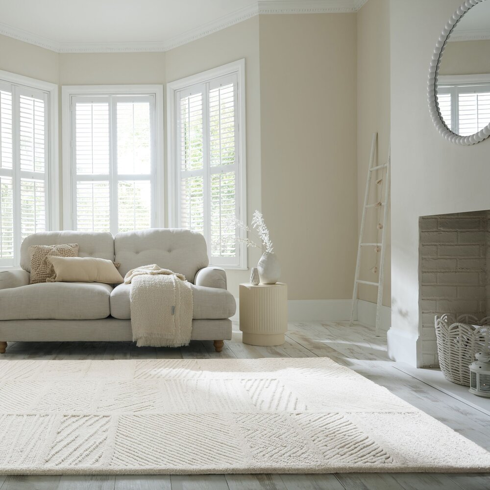 Wollen vloerkleed - Sculptured Blocks Wit Wollen vloerkleed - Sculptured Blocks Wit