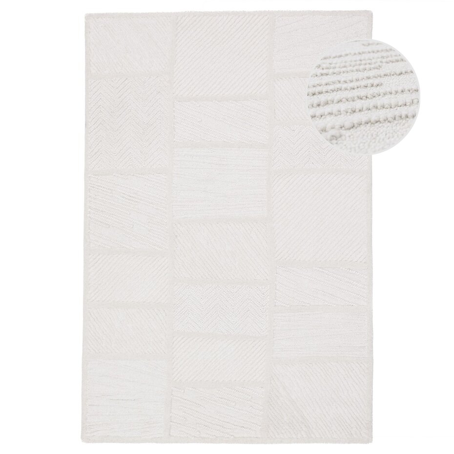 Wollen vloerkleed - Sculptured Blocks Wit Wollen vloerkleed - Sculptured Blocks Wit