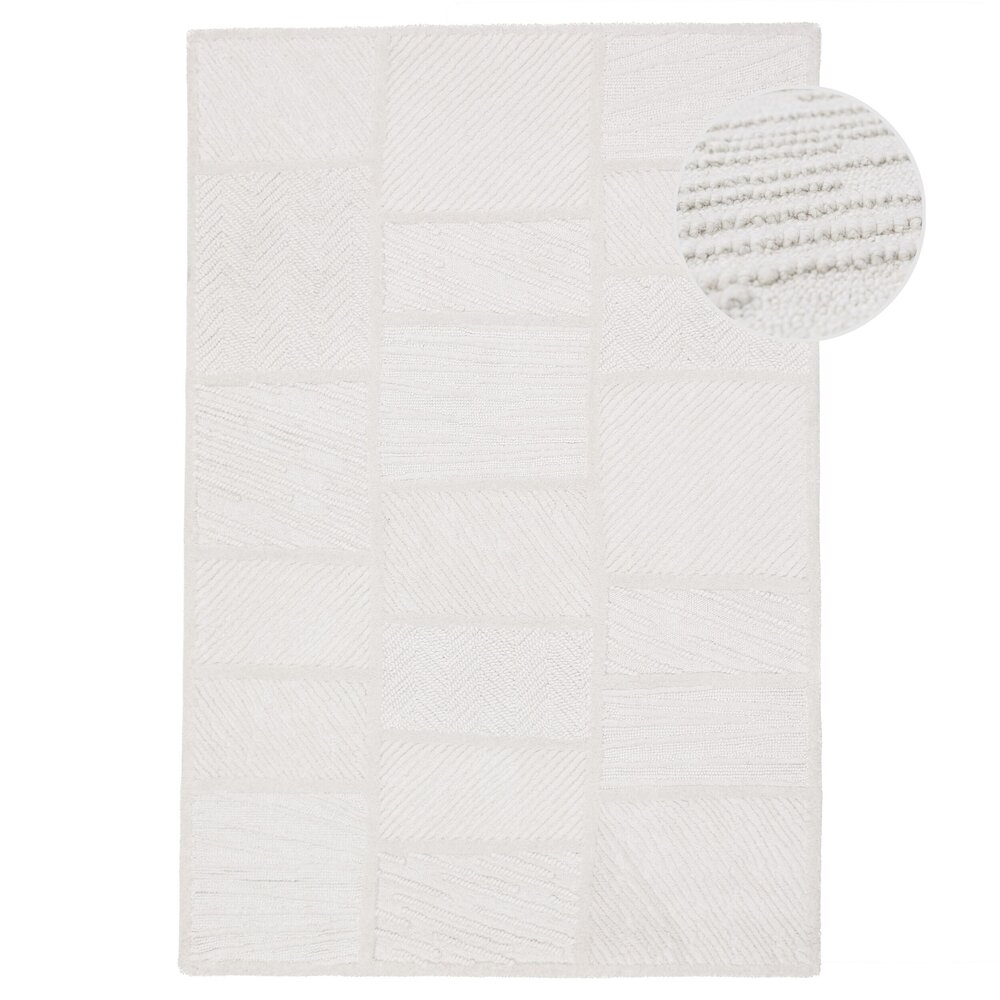 Wollen vloerkleed - Sculptured Blocks Wit Wollen vloerkleed - Sculptured Blocks Wit