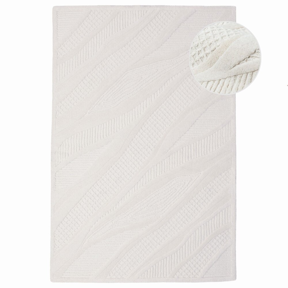 Wollen vloerkleed - Sculptured Abstract Wit Wollen vloerkleed - Sculptured Abstract Wit