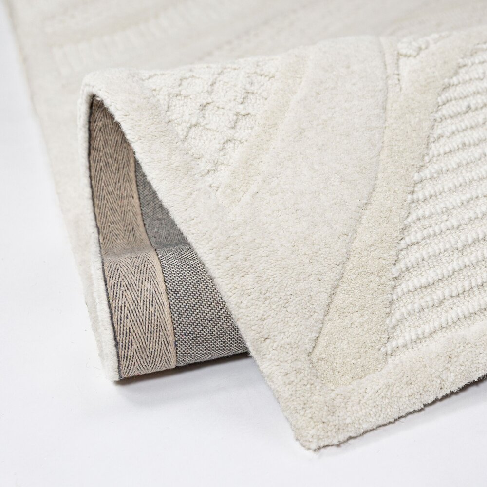 Wollen vloerkleed - Sculptured Abstract Wit Wollen vloerkleed - Sculptured Abstract Wit