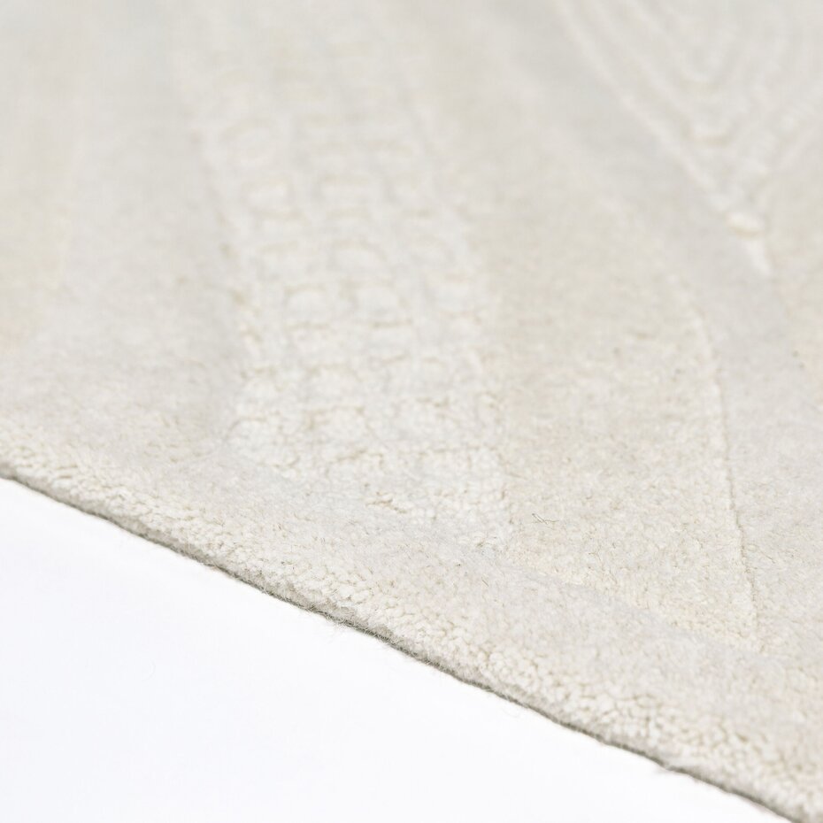 Wollen vloerkleed - Sculptured Abstract Wit Wollen vloerkleed - Sculptured Abstract Wit