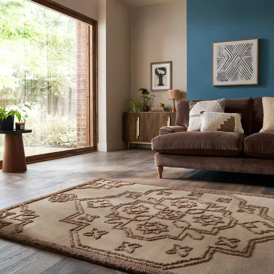 Wollen vintage vloerkleed - Sable Naturel/Bruin Wollen vintage vloerkleed - Sable Naturel/Bruin