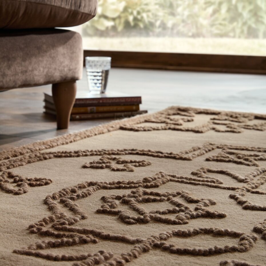 Wollen vintage vloerkleed - Sable Naturel/Bruin Wollen vintage vloerkleed - Sable Naturel/Bruin