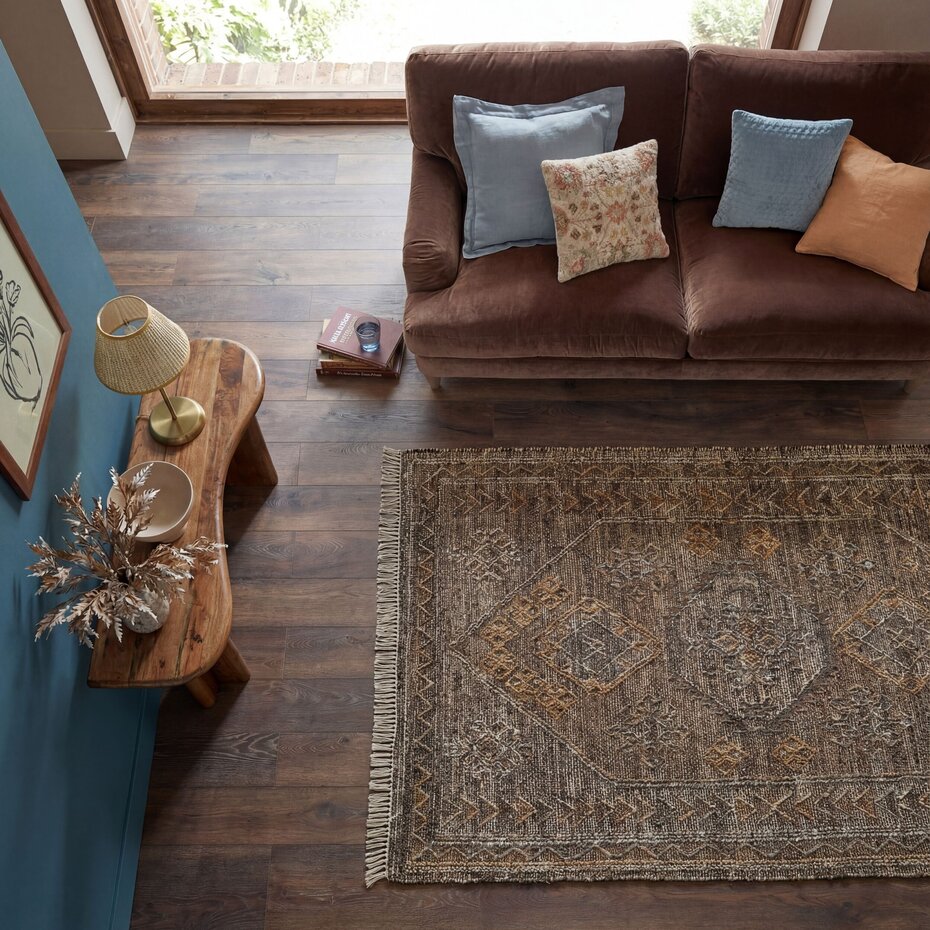 Jute-wol mix vloerkleed - Marra vintage Naturel/Bruin