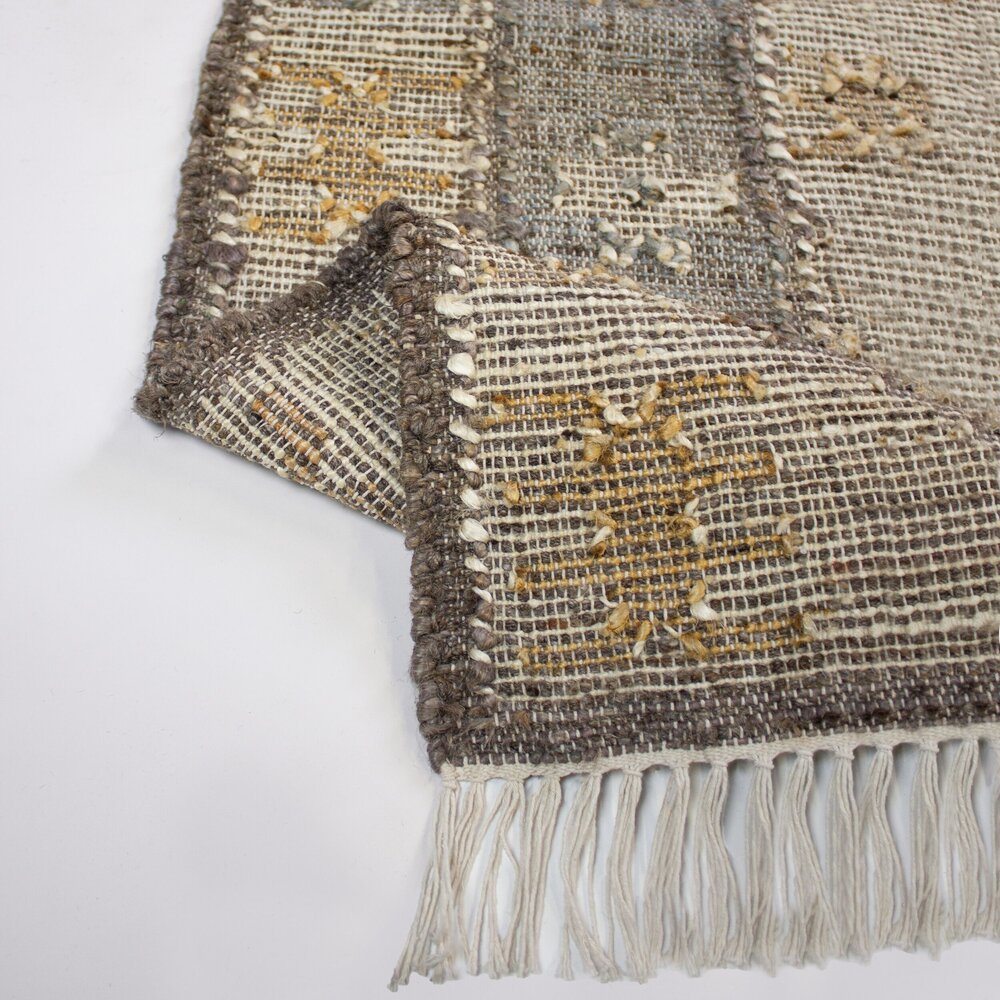 Jute-wol mix vloerkleed - Avena vintage Naturel/Bruin