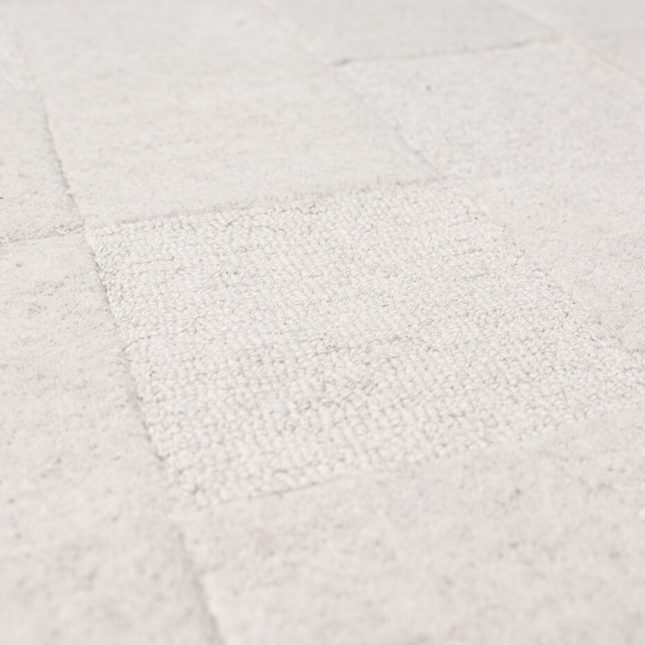 Wollen vloerkleed - Checkerboard Creme Wollen vloerkleed - Checkerboard Creme