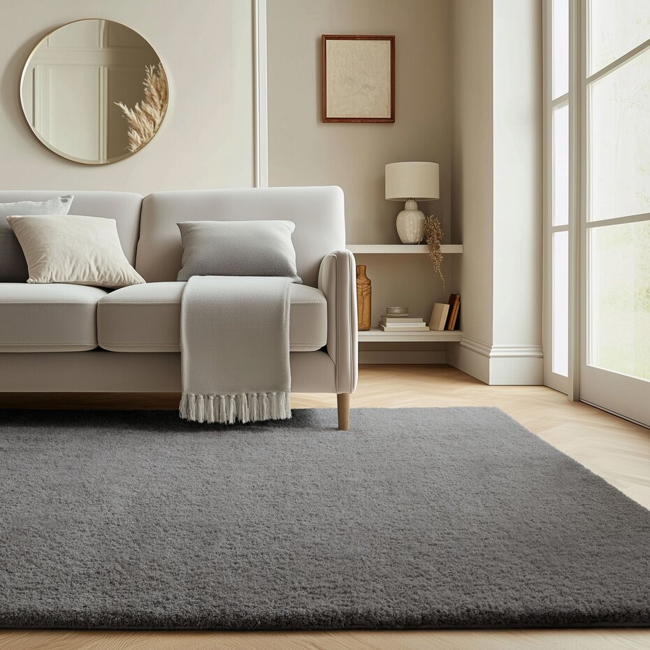 Effen vloerkleed - Tiara Donkergrijs