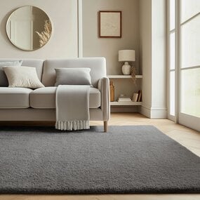 Effen vloerkleed - Tiara Donkergrijs