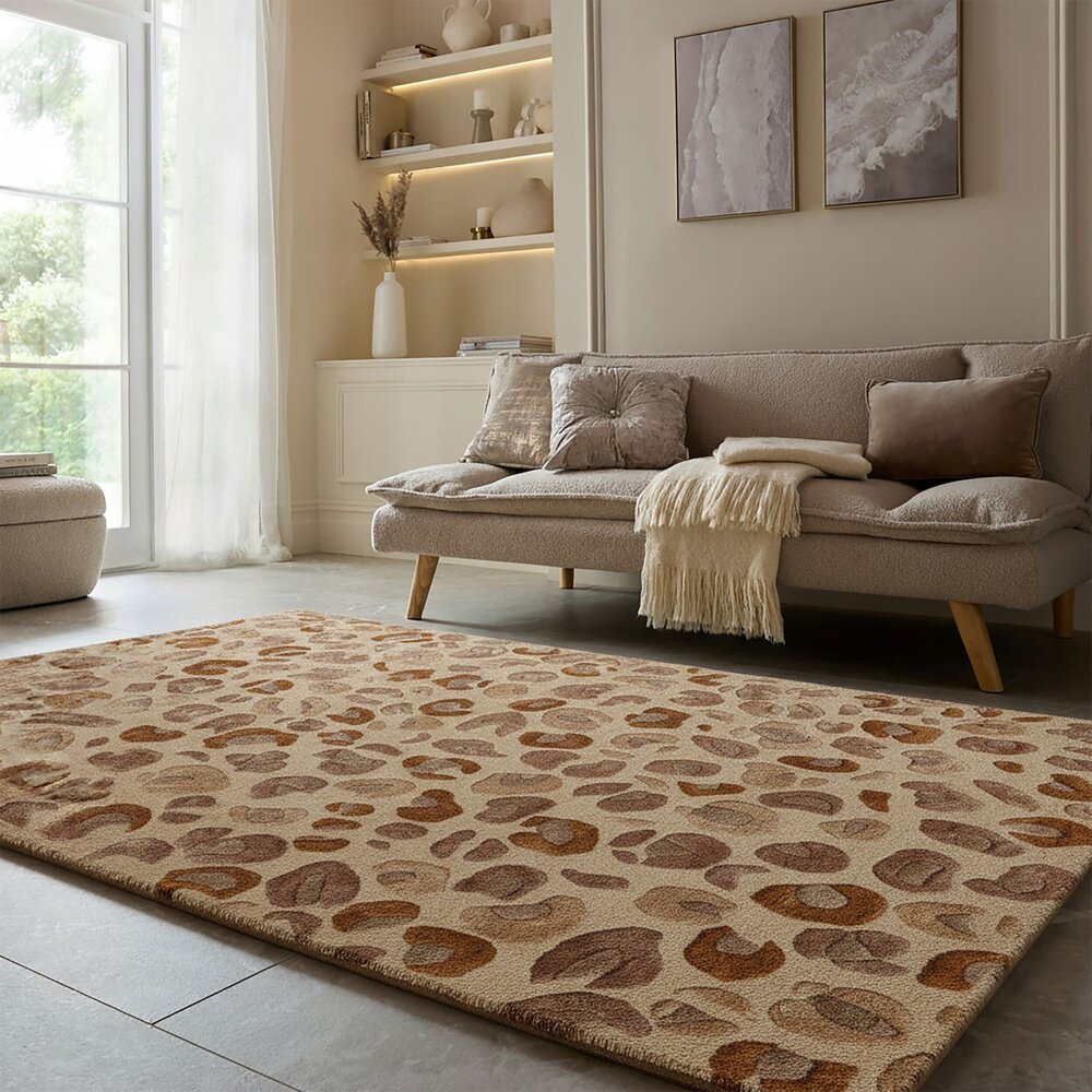 Viscose vloerkleed - Leopard Print Naturel/Beige