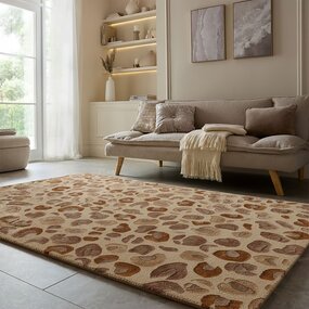 Viscose vloerkleed - Leopard Print Naturel/Beige