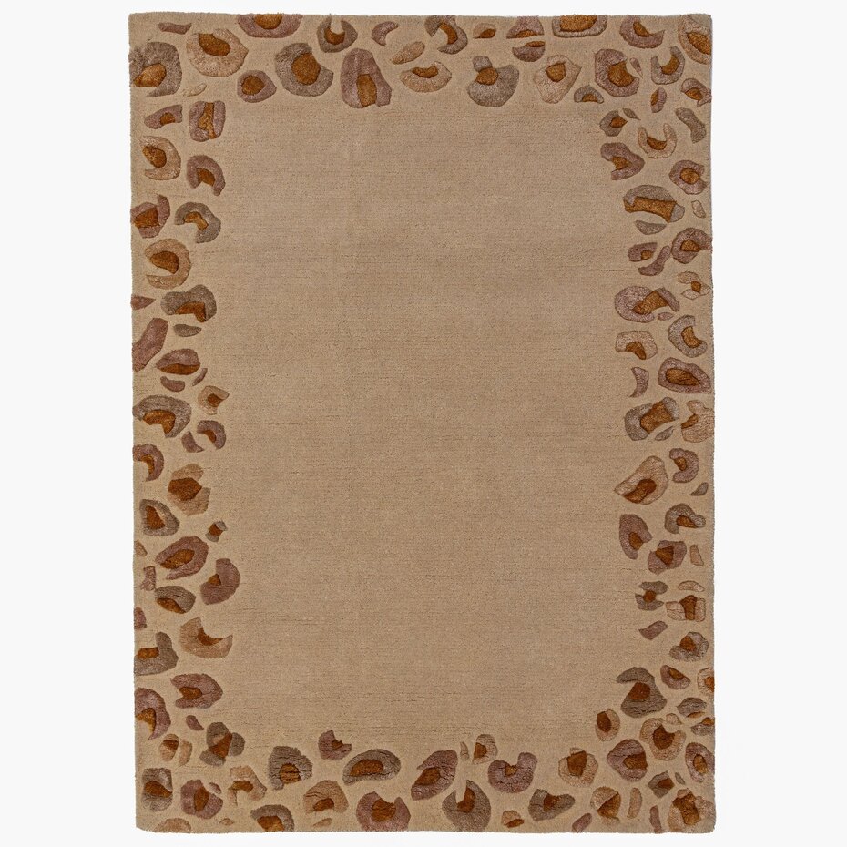 Viscose vloerkleed - Leopard Frame Naturel/Beige