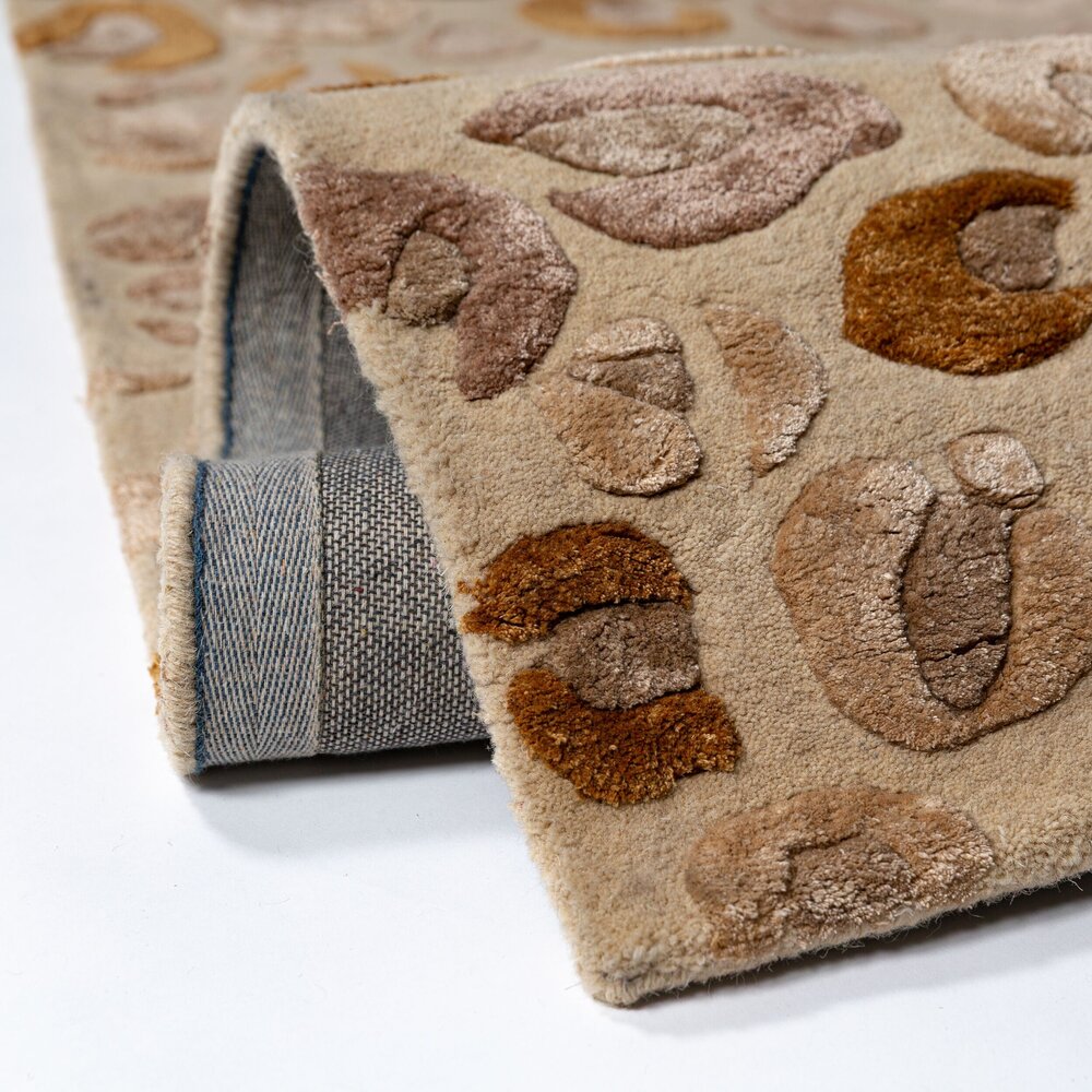 Viscose vloerkleed - Leopard Frame Naturel/Beige