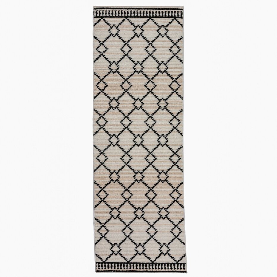 Geometrisch loper - Allia Diamond Creme/Zwart Geometrisch loper - Allia Diamond Creme/Zwart
