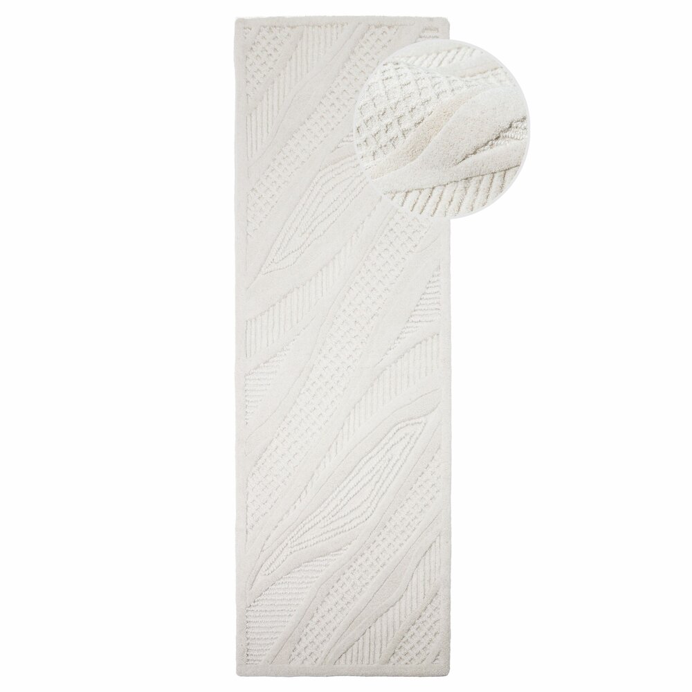 Wollen loper - Sculptured Abstract Wit Wollen loper - Sculptured Abstract Wit