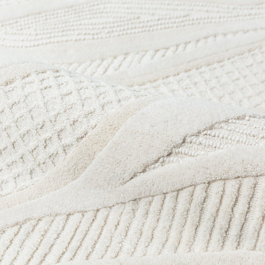 Wollen loper - Sculptured Abstract Wit Wollen loper - Sculptured Abstract Wit