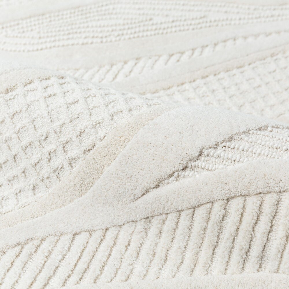 Wollen loper - Sculptured Abstract Wit Wollen loper - Sculptured Abstract Wit