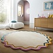 Rond wollen vloerkleed - Leo Scallop Border Creme/Multi Rond wollen vloerkleed - Leo Scallop Border Creme/Multi