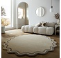 Rond wollen vloerkleed - Leo Scallop Border Beige/Taupe