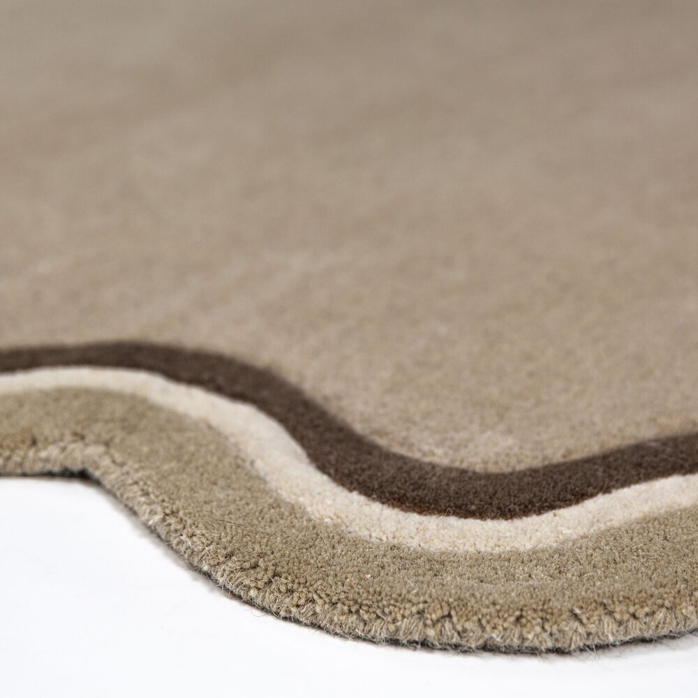 Rond wollen vloerkleed - Leo Scallop Border Beige/Taupe Rond wollen vloerkleed - Leo Scallop Border Beige/Taupe