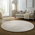 Rond wollen japandi vloerkleed - Zen Garden Creme