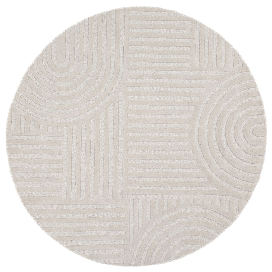 Rond wollen japandi vloerkleed - Zen Garden Creme