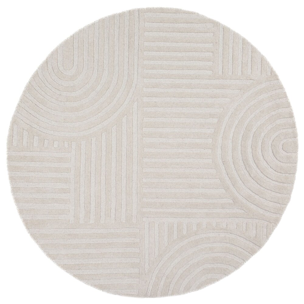 Rond wollen japandi vloerkleed - Zen Garden Creme