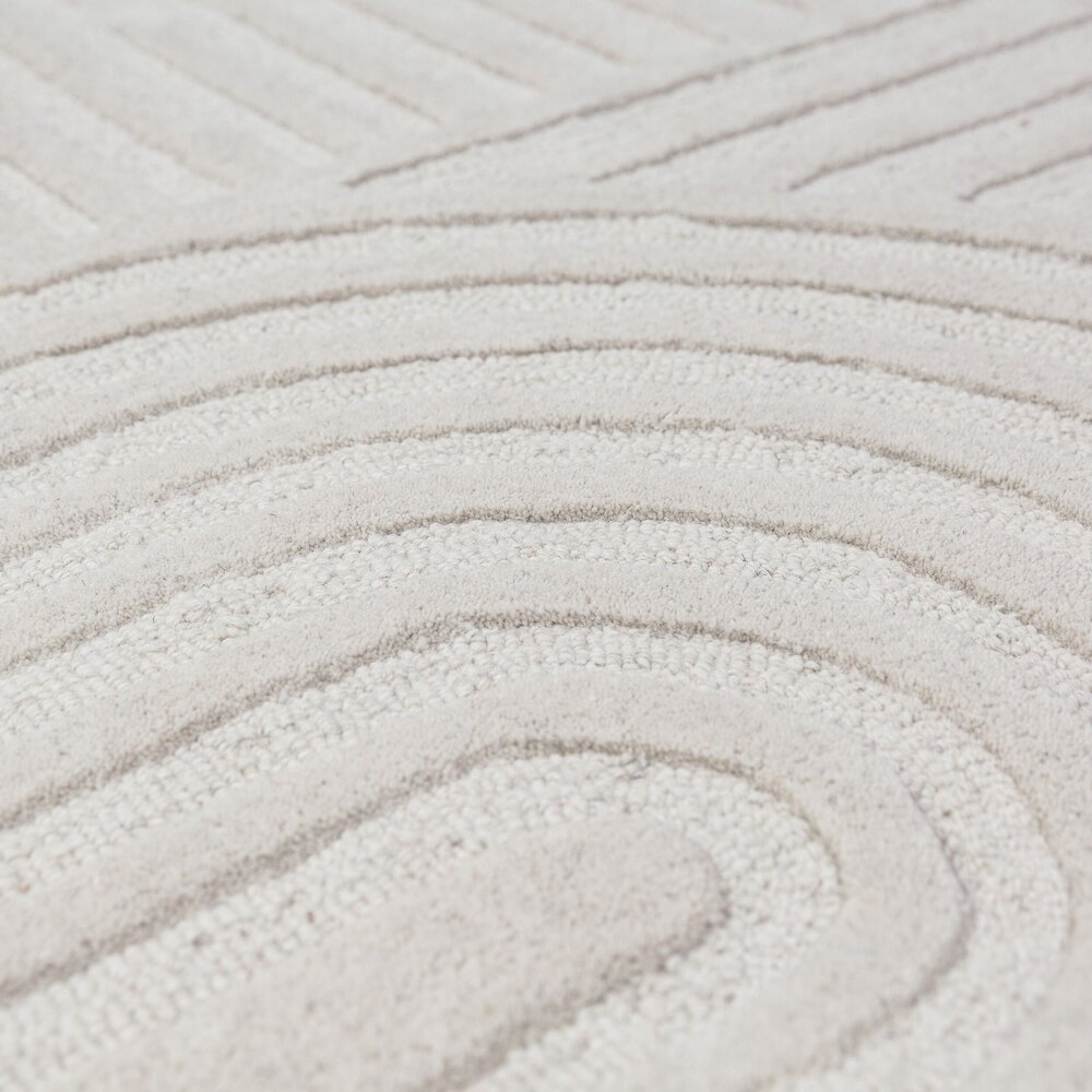 Rond wollen japandi vloerkleed - Zen Garden Creme
