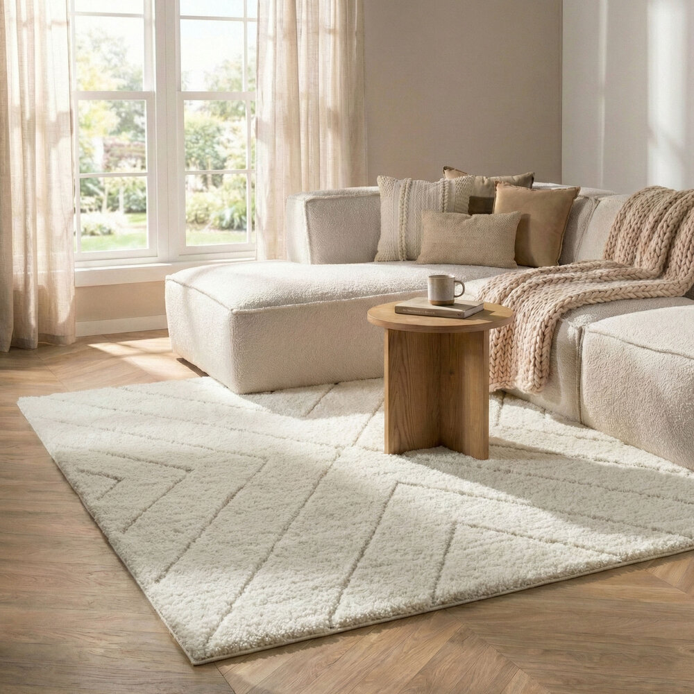 Hoogpolig shaggy vloerkleed - Senso Creme