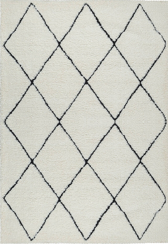 Hoogpolig shaggy vloerkleed - Senso Scandinavisch Creme/Zwart