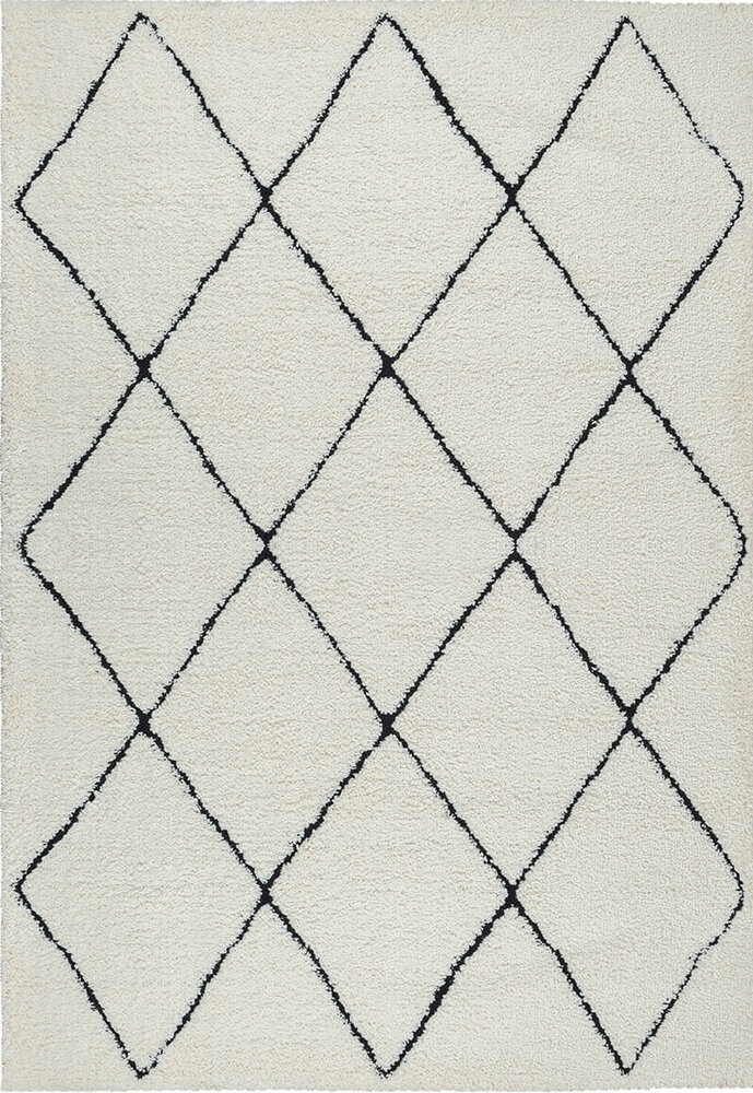 Hoogpolig shaggy vloerkleed - Senso Scandinavisch Creme/Zwart