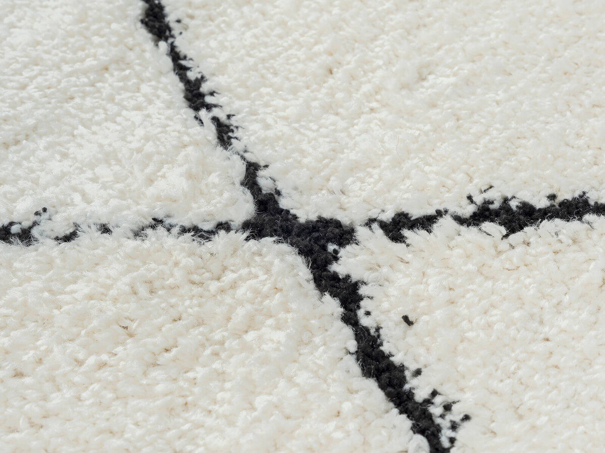 Hoogpolig shaggy vloerkleed - Senso Scandinavisch Creme/Zwart