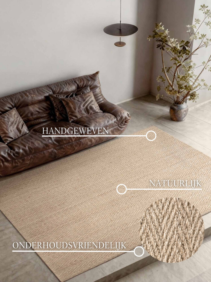 Jute vloerkleed - Mirabelle Naturel Creme Jute vloerkleed - Mirabelle Naturel Creme