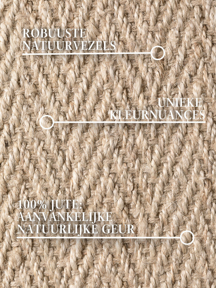 Jute vloerkleed - Mirabelle Naturel Creme Jute vloerkleed - Mirabelle Naturel Creme