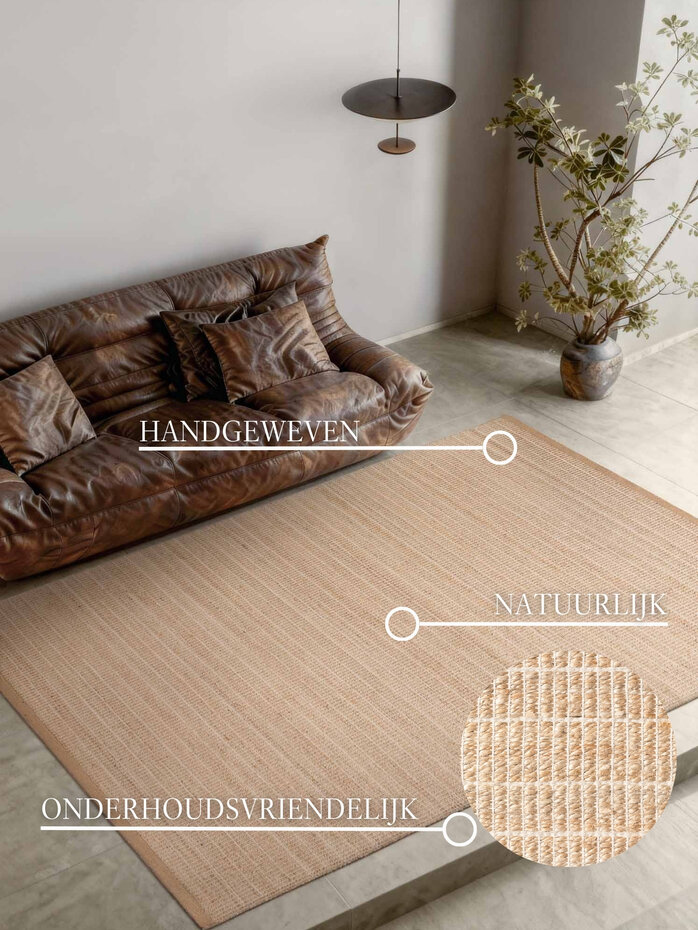 Jute vloerkleed - Birka Naturel Goud Jute vloerkleed - Birka Naturel Goud