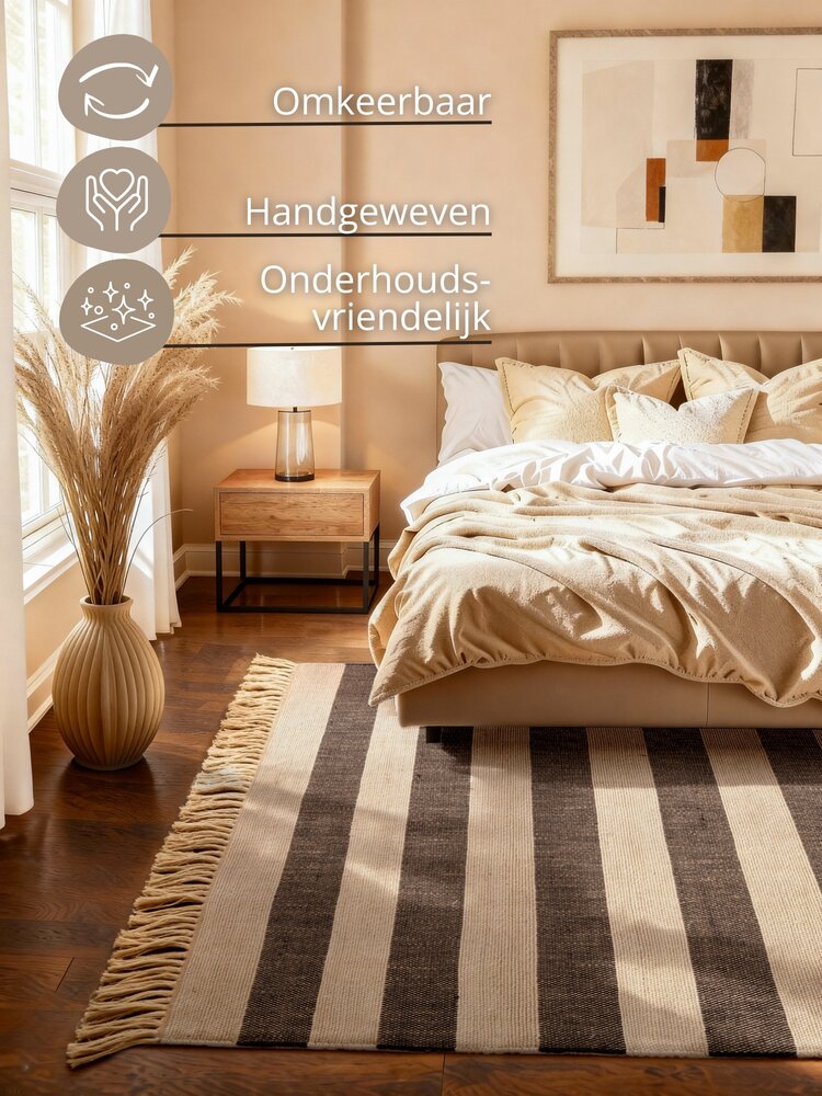 Jute vloerkleed - Handloom Playa Zwart/Wit Jute vloerkleed - Handloom Playa Zwart/Wit