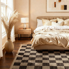 Jute vloerkleed - Handloom Rex Geblokt Zwart/Wit Jute vloerkleed - Handloom Rex Geblokt Zwart/Wit