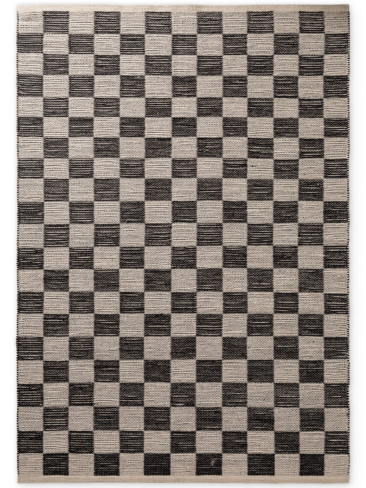 Jute vloerkleed - Handloom Rex Geblokt Zwart/Wit Jute vloerkleed - Handloom Rex Geblokt Zwart/Wit