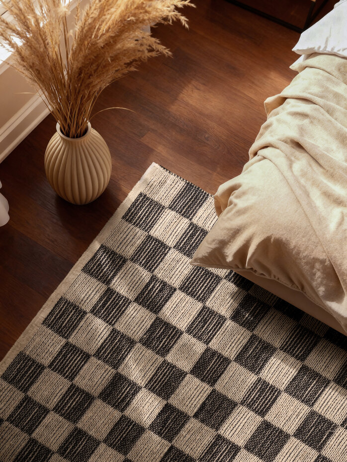 Jute vloerkleed - Handloom Rex Geblokt Zwart/Wit Jute vloerkleed - Handloom Rex Geblokt Zwart/Wit