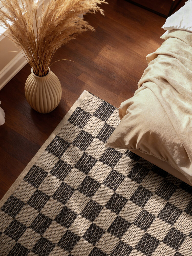 Jute vloerkleed - Handloom Rex Geblokt Zwart/Wit Jute vloerkleed - Handloom Rex Geblokt Zwart/Wit