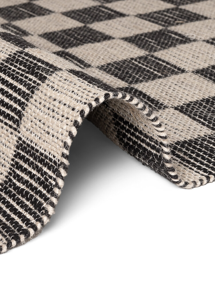 Jute vloerkleed - Handloom Rex Geblokt Zwart/Wit Jute vloerkleed - Handloom Rex Geblokt Zwart/Wit
