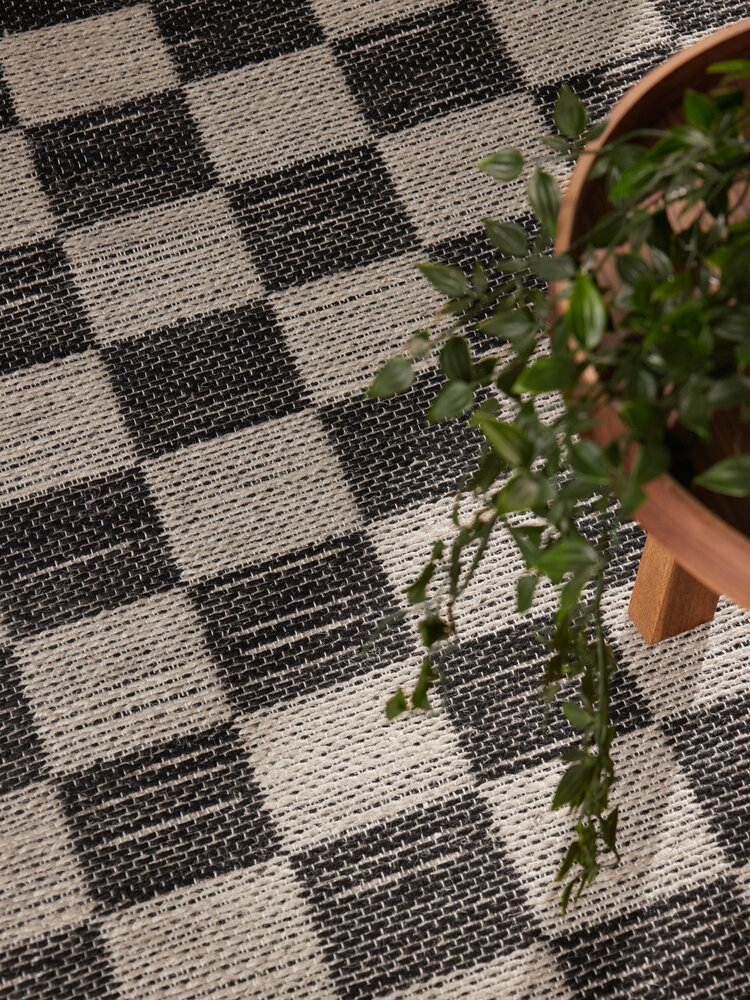 Jute vloerkleed - Handloom Rex Geblokt Zwart/Wit Jute vloerkleed - Handloom Rex Geblokt Zwart/Wit