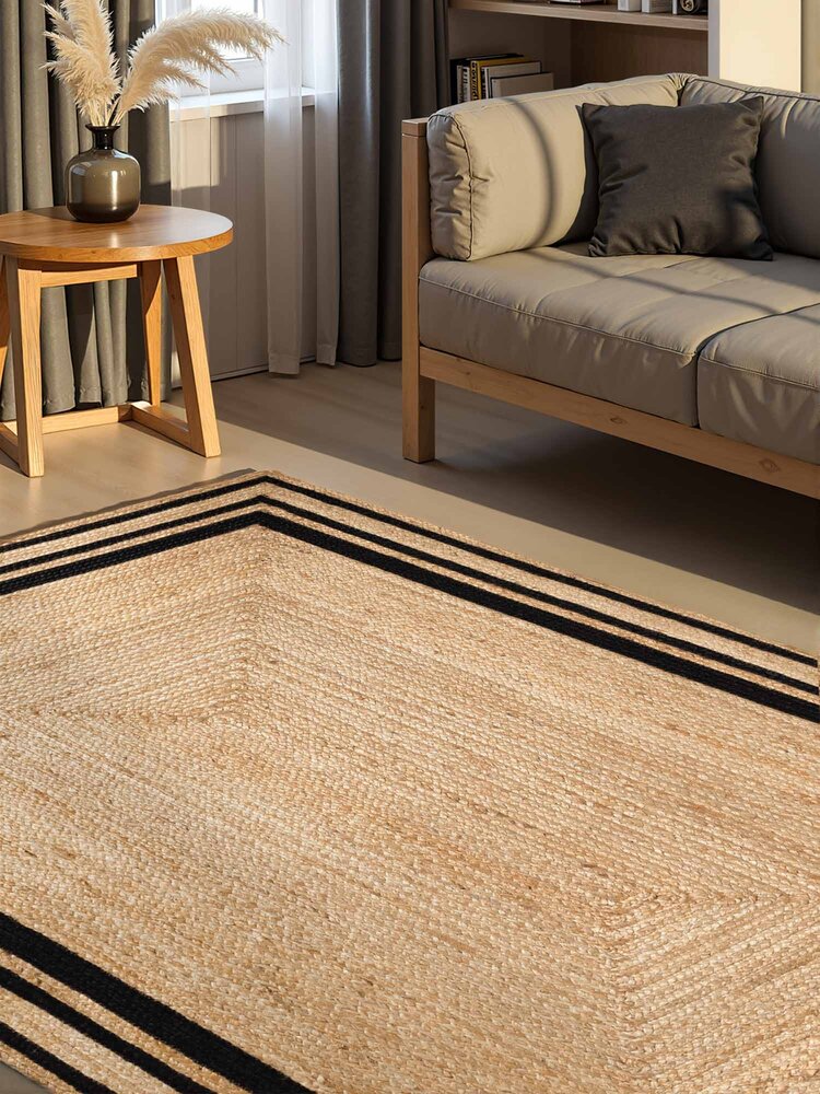 Jute vloerkleed - Looma Naturel/Zwart