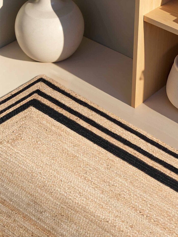 Jute vloerkleed - Looma Naturel/Zwart