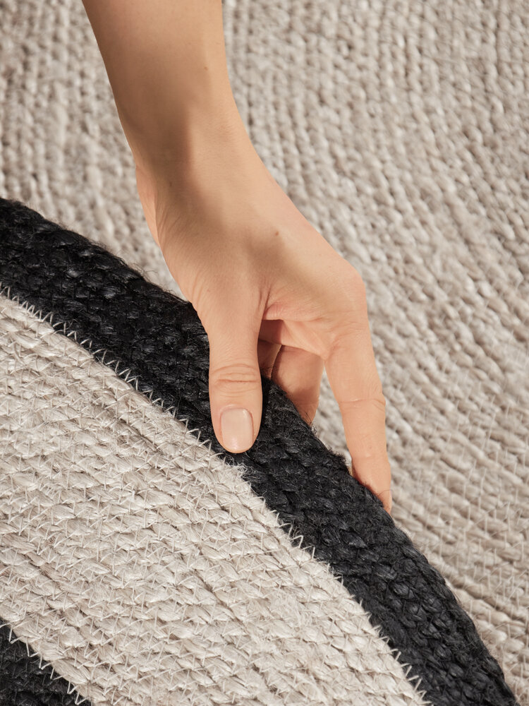 Rond jute vloerkleed - Lina Zwart/Creme