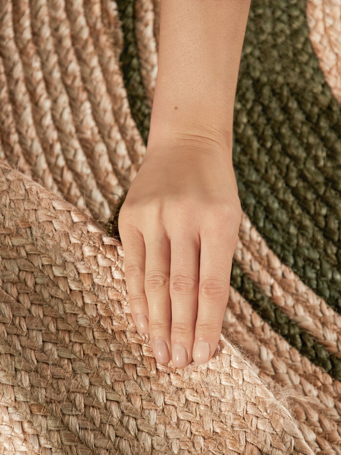 Rond jute vloerkleed - Basil Naturel/Groen Rond jute vloerkleed - Basil Naturel/Groen