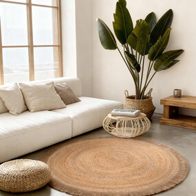 Rond jute vloerkleed - Nuru Naturel goud Rond jute vloerkleed - Nuru Naturel goud