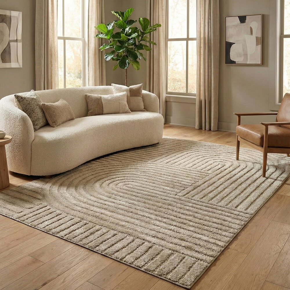Scandinavisch vloerkleed - Skadi Curve Beige