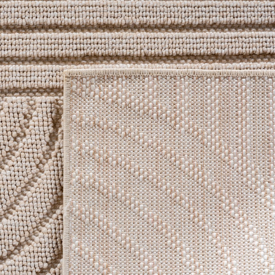 Rond japandi laagpolig vloerkleed - Helisca Loom Beige Rond japandi laagpolig vloerkleed - Helisca Loom Beige